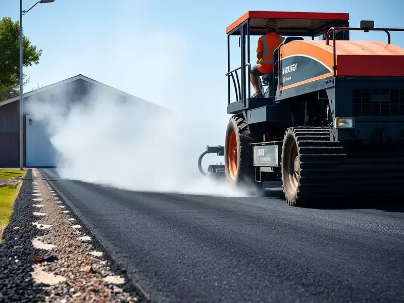 Asphalt paving installation in progress
