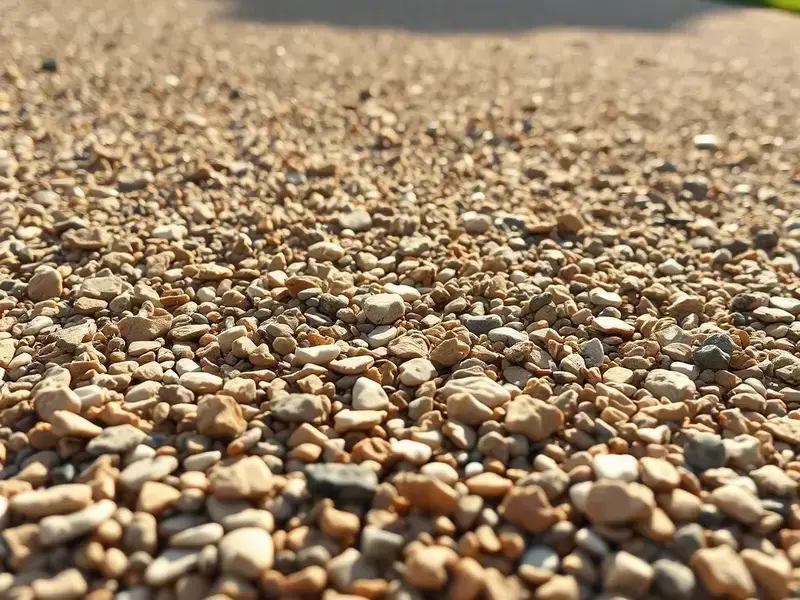 Crushed stone gravel driveway